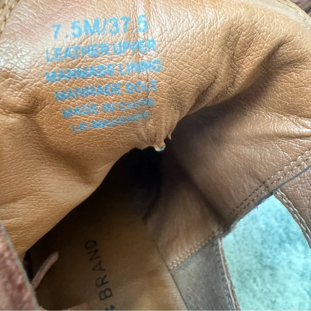 Lucky Brand Makenna Brown Suede Ankle Boots Square Toe Fringe Boho 7.5